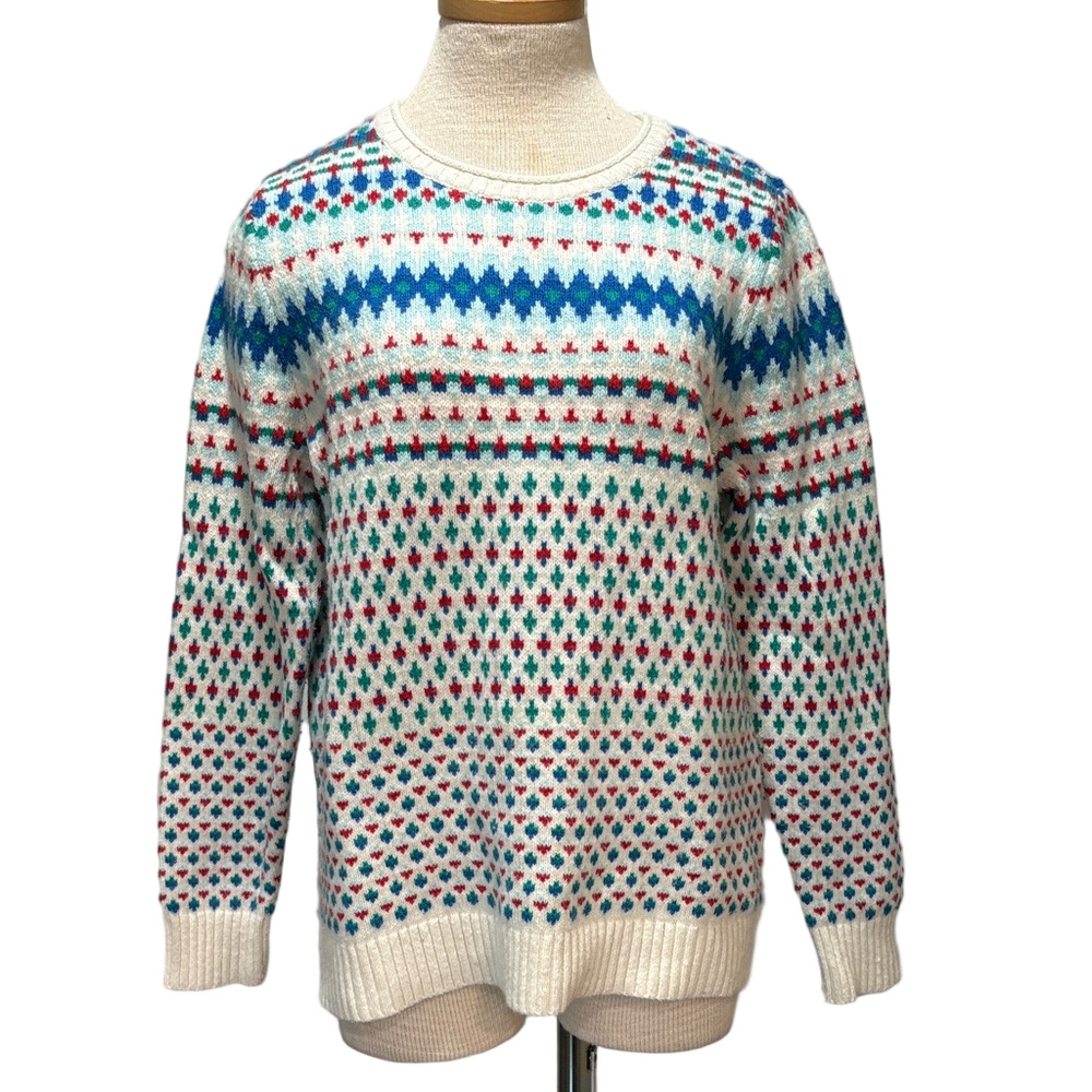 Lands End sz L chunky crewneck ski winter sweater
